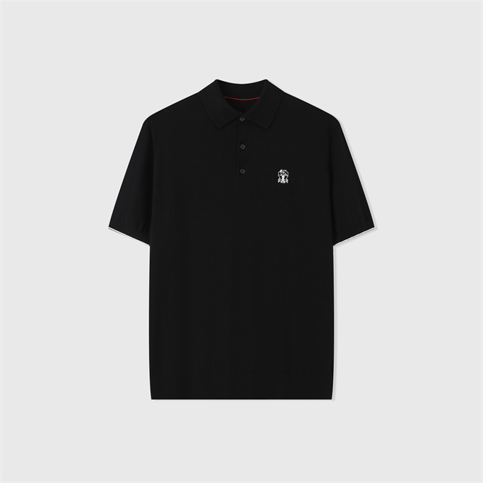 brunello cucinelli tennis embroidered short sleeve polo shirt